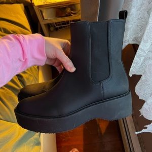 Black platform booties